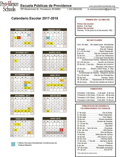 Calendario Escolar 2017 -2018 Calendario Escolar 2017 -2018